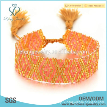 2016 new cheap bohemian gypsy jewelry orange color beads handmade bohemian bracelet